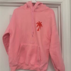 Amazon Pink Hoodie with Red Palm Tree